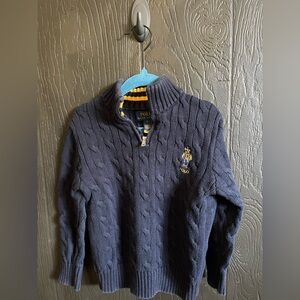 🚨SOLD🚨Polo Ralph Lauren Boys Cable-Knit Quarter-Zip Sweater Size 5 - Navy